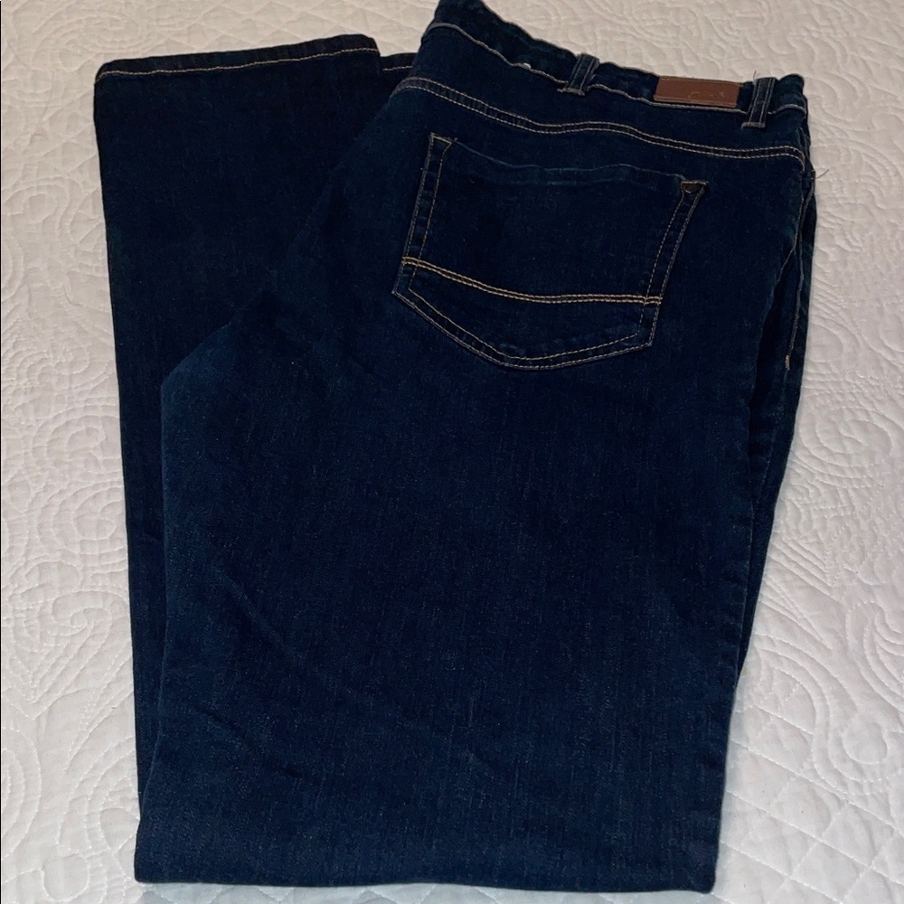 Denim&Co Deep Indigo Straight Slim Jeans. 38/34. Button Fly. Dark Wash. W38/L34